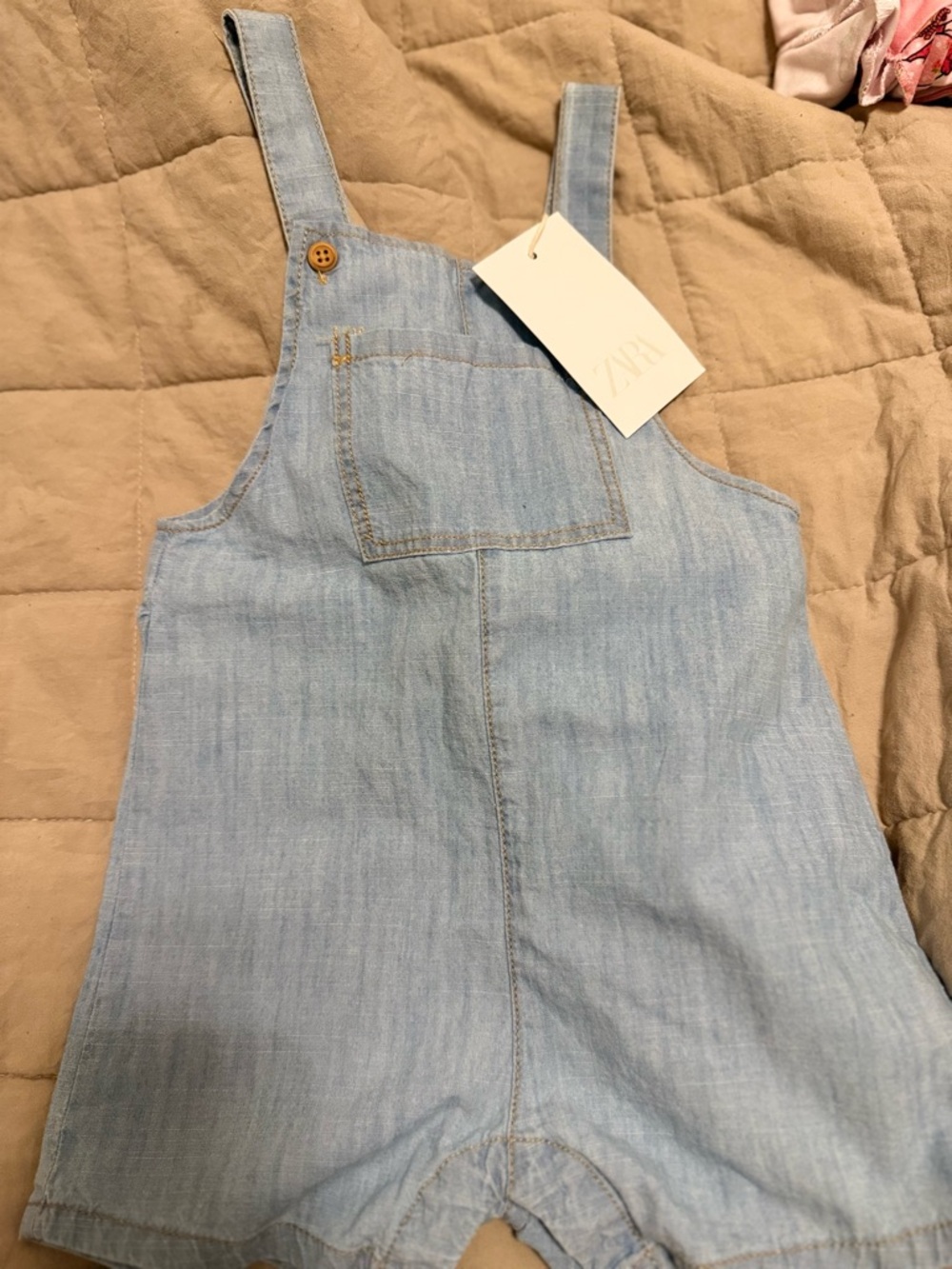Zara Light Blue Denim Overall Bodysuit
